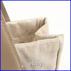 Auth CHANEL New Travel Line Nylon Jacquard Leather Tote PM Beige A20457 Used F/S