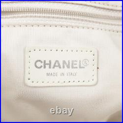Auth CHANEL New Travel Line Tote Bag MM Nylon Jacquard Leather A15991 Used