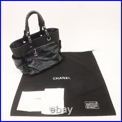 Auth CHANEL Paris Biarritz Tote Bag GM Coated Canvas Leather A34210 Used F/S