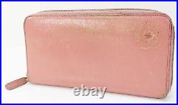 Auth CHANEL Pink Leather CC Logo Around Zippered Wallet Coin Purse #47039B