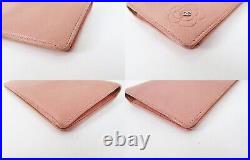 Auth CHANEL Pink Leather CC Logo Long Wallet Coin Purse #46673C