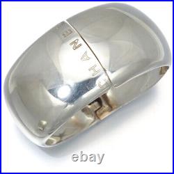 Auth CHANEL Rare Bracelet Bangle Logo 925 Sterling Silver
