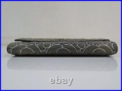 Auth CHANEL Silver Gray Camelia Leather CC Long Wallet Snap Coin Purse #57243