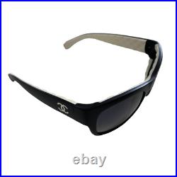 Auth CHANEL Sunglasses 6049 Matelasse CC Logo Black White Plastic From Japan1017