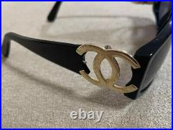 Auth CHANEL Sunglasses Eye Wear Coco CC Logo vintage Black VG F/S