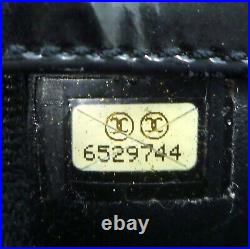 Auth CHANEL Triple CC Logo Punching Enamel Chain Shoulder Tote Bag Black W605005