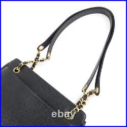 Auth CHANEL Triple Coco Chain Caviar Skin Chain Tote Bag Black A03675 Used F/S