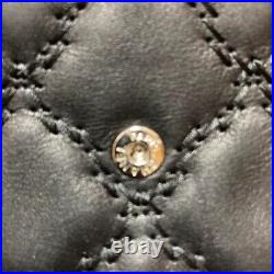 Auth CHANEL Ultra Stitch Flap Long Wallet Black Lambskin Leather Logo Women's
