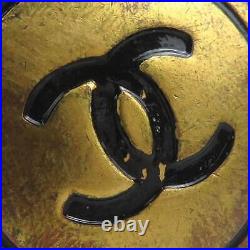 Auth CHANEL Vintage CC Logo Clip on Earrings Gold/Black Metal/Enamel e57260a