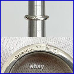 Auth CHANEL Women Band Ring Silver 925 Logo US Size 5.5 EU Size 51