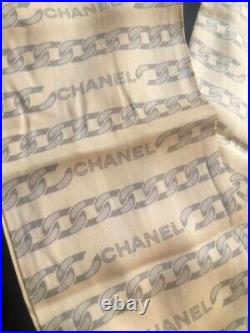 Auth Chanel 01a Iconic Silk Scarf Stole Chain Logo Vintage Must-have