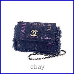 Auth Chanel Ap2602 Denim Coco Logo Mini Chain Bag Matelasse W14.5xh9.5xd3cm F/s