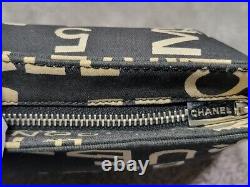 Auth Chanel By Sea Line Makeup Pouch Cosmetic Pouch Black White Color CoCo Mark