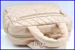 Auth Chanel Coco Cocoon Matelasse CC Logo Leather Hand Boston Bag Beige K5504