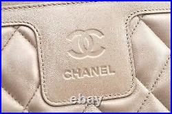 Auth Chanel Coco Cocoon Matelasse CC Logo Leather Hand Boston Bag Beige K5504