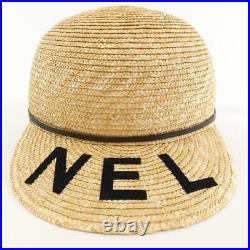 Auth Chanel Hat Straw Cap Coco L Size Beige Logo Head Circumference59.0cm F/s
