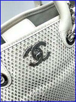 Auth Chanel Ivory Perforated Tote Bag Up In The Air Sold Out