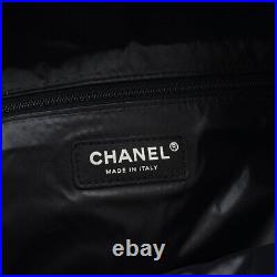 Auth Chanel Logo Design Coco Neon Backpack Nylon Black Ivory W27xh34xd10cm F/s