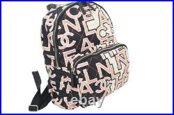 Auth Chanel Logo Design Neon Backpack Black White Pink Nylon W28xh36xd12cm F/s