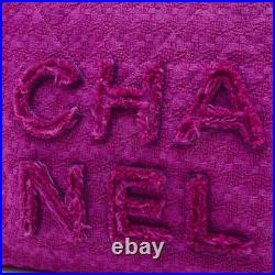 Auth Chanel Logo Zip Shopping Tote Bag Tweed Purple As0976 W32xh24xd11cm F/s