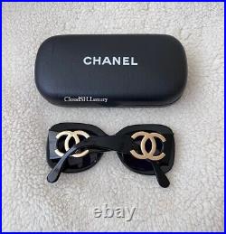 Auth Chanel Vintage CC Logo Black Square Frame Sunglasses For Small face frames