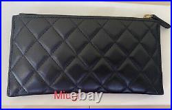 Auth Classic Chanel Lambskin quilted CC logo phone wallet Black