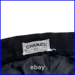 Auth Vintage CHANEL Wide Leg High Rise Charcoal Gray Pants 29 Gold Logo Buttons