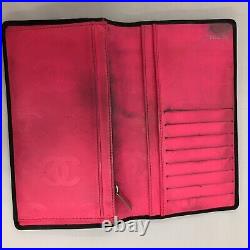 Auth chanel Cambon long wallet leather black pink FromJapan 0000 5602