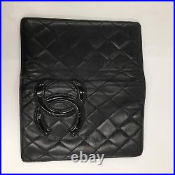 Auth chanel Cambon long wallet leather black pink FromJapan 0000 5602