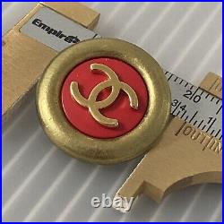 Auth vTg CHANEL BOUTIQUE Jacket button Rose GOLD 3D CC logo On Red Resin 21mm
