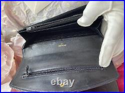 Auth vTg CHANEL blk enamel patent Large Wallet Clutch Handbag 3D Quilted CC logo