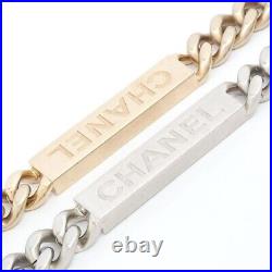 CHANEL BELT AUTH Coco Chain Rare Vintage Gold × Silver Pendant Necklace CC A183