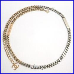 CHANEL BELT AUTH Coco Chain Rare Vintage Gold × Silver Pendant Necklace CC A183
