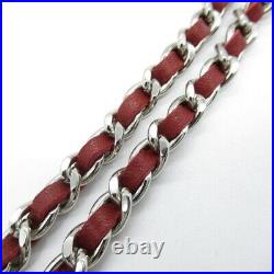 CHANEL BELT AUTH Coco Chain Rare Vintage Red × Silver Pendant Necklace CC FS