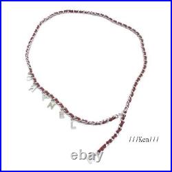 CHANEL BELT AUTH Coco Chain Rare Vintage Red × Silver Pendant Necklace CC FS