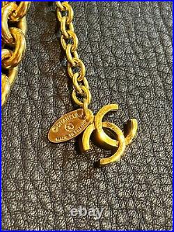 CHANEL BELT AUTH Coco chain CC Rare Gold Vintage LOGO Necklace Box F/S