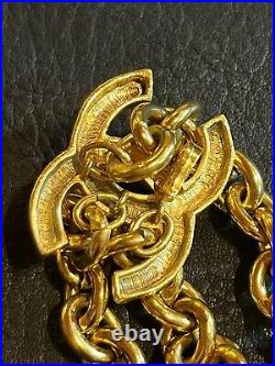 CHANEL BELT AUTH Coco chain CC Rare Gold Vintage LOGO Necklace Box F/S