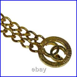 CHANEL BELT AUTH Coco chain CC Rare Gold Vintage LOGO Necklace MEDAL 86.5cm Coin