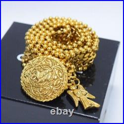 CHANEL BELT AUTH Coco chain CC Rare Vintage Gold Angel Coin Medal Necklace