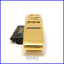 CHANEL Barrette Hair Clip Engraved Logo Gold Plated Metal Vintage with Box Auth