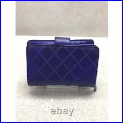 CHANEL Bicolore Bifold Wallet Leather Blue Purse Coco Mark Logo Women's Auth