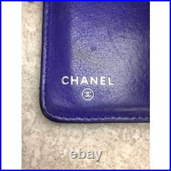CHANEL Bicolore Bifold Wallet Leather Blue Purse Coco Mark Logo Women's Auth