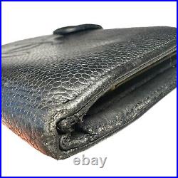 CHANEL Bifold Long Wallet Black Caviar Skin CC Logo Auth #A158