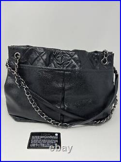 CHANEL Black Soft Caviar Chain Tote bag 2014 Auth Card