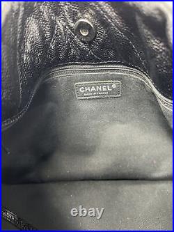 CHANEL Black Soft Caviar Chain Tote bag 2014 Auth Card