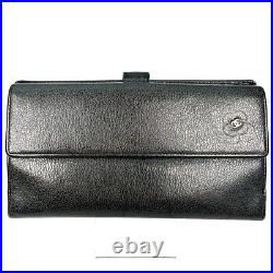 CHANEL CC Camellia Leather Long Wallet Black Auth /N01-0067