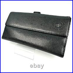 CHANEL CC Camellia Leather Long Wallet Black Auth /N01-0067