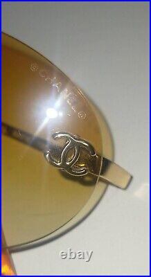 CHANEL CC Coco Logos Orange gradation Gold Rimless Sunglasses 4013 Italy Auth