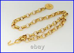 CHANEL CC Logo Medal Coin Charm Thick Chain Belt 36 Gold Tone Auth c1034