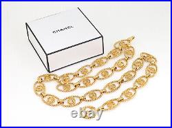 CHANEL CC Logos Oval Twist Rope Link Belt 35 Gold Tone 93P Auth withBox m1101